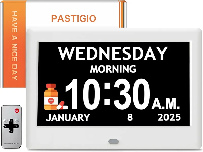 Pastigio Digital Clocks, 7” Dementia Clock with Date and Time for Elderly